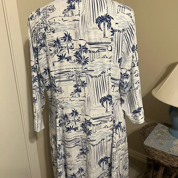 Calypso St. Barth Navy and White Floral dress - Picture 4 of 6